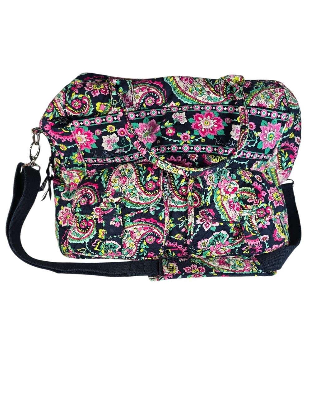 Vera Bradley Retired Petal PaisleyTravel Weekender Duffel Bag Black Multi Color